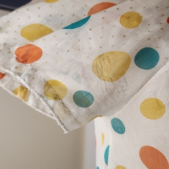 60s Sparkly Polkadot Ruffle Top - Picture 8 of 11